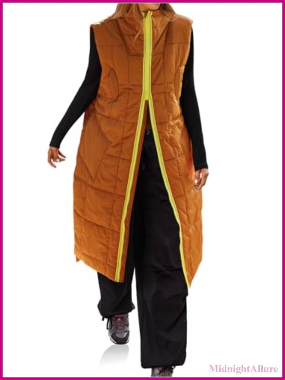 Quilted Long Puffer Vest Lightweight Winter Coat Sleeveless Layering